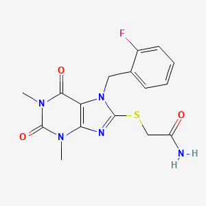 molecular formula C16H16FN5O3S B3507927 2-{[7-(2-fluorobenzyl)-1,3-dimethyl-2,6-dioxo-2,3,6,7-tetrahydro-1H-purin-8-yl]thio}acetamide 