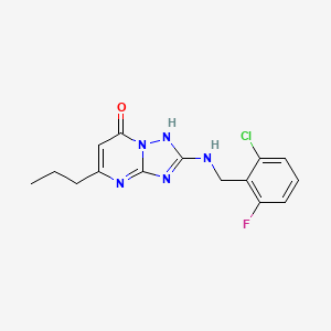 molecular formula C15H15ClFN5O B3507948 2-[(2-chloro-6-fluorobenzyl)amino]-5-propyl[1,2,4]triazolo[1,5-a]pyrimidin-7(4H)-one 