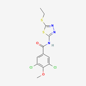 molecular formula C12H11Cl2N3O2S2 B3507965 3,5-dichloro-N-[5-(ethylthio)-1,3,4-thiadiazol-2-yl]-4-methoxybenzamide 