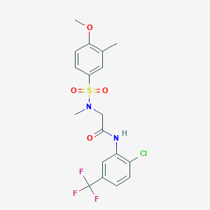 molecular formula C18H18ClF3N2O4S B3508010 N~1~-[2-chloro-5-(trifluoromethyl)phenyl]-N~2~-[(4-methoxy-3-methylphenyl)sulfonyl]-N~2~-methylglycinamide 