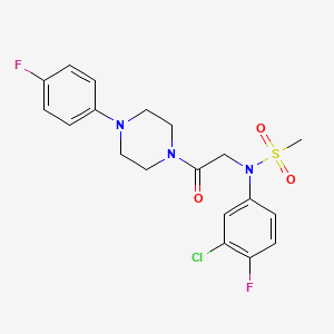 molecular formula C19H20ClF2N3O3S B3508037 N-(3-chloro-4-fluorophenyl)-N-{2-[4-(4-fluorophenyl)-1-piperazinyl]-2-oxoethyl}methanesulfonamide 