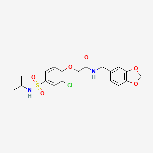 molecular formula C19H21ClN2O6S B3508044 N-(1,3-benzodioxol-5-ylmethyl)-2-{2-chloro-4-[(isopropylamino)sulfonyl]phenoxy}acetamide 