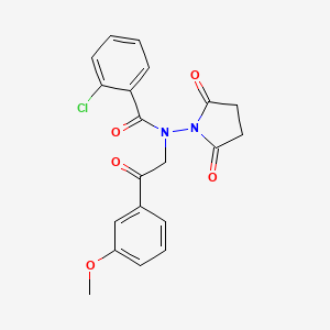 molecular formula C20H17ClN2O5 B3508057 2-chloro-N-(2,5-dioxo-1-pyrrolidinyl)-N-[2-(3-methoxyphenyl)-2-oxoethyl]benzamide CAS No. 714213-81-7