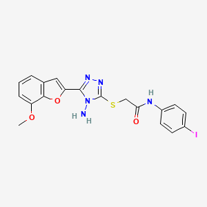molecular formula C19H16IN5O3S B3508081 2-{[4-amino-5-(7-methoxy-1-benzofuran-2-yl)-4H-1,2,4-triazol-3-yl]thio}-N-(4-iodophenyl)acetamide 