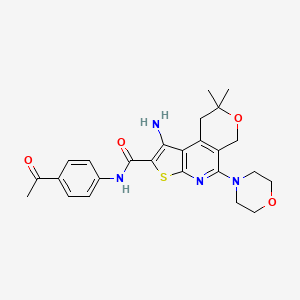molecular formula C25H28N4O4S B3508096 N-(4-acetylphenyl)-1-amino-8,8-dimethyl-5-(4-morpholinyl)-8,9-dihydro-6H-pyrano[4,3-d]thieno[2,3-b]pyridine-2-carboxamide 