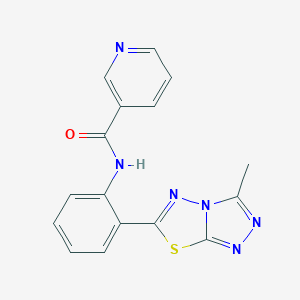 molecular formula C16H12N6OS B350811 N-[2-(3-methyl[1,2,4]triazolo[3,4-b][1,3,4]thiadiazol-6-yl)phenyl]pyridine-3-carboxamide CAS No. 847848-37-7