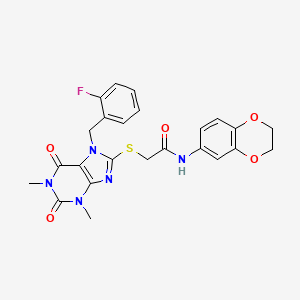 molecular formula C24H22FN5O5S B3508114 N-(2,3-dihydro-1,4-benzodioxin-6-yl)-2-{[7-(2-fluorobenzyl)-1,3-dimethyl-2,6-dioxo-2,3,6,7-tetrahydro-1H-purin-8-yl]thio}acetamide 