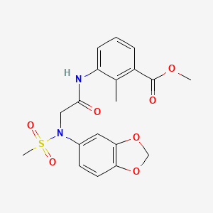 molecular formula C19H20N2O7S B3508178 methyl 3-{[N-1,3-benzodioxol-5-yl-N-(methylsulfonyl)glycyl]amino}-2-methylbenzoate 