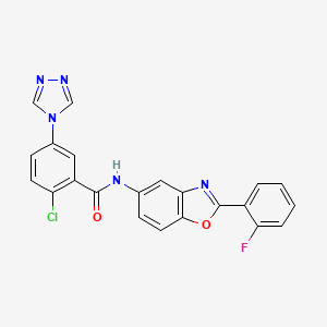 molecular formula C22H13ClFN5O2 B3508189 2-chloro-N-[2-(2-fluorophenyl)-1,3-benzoxazol-5-yl]-5-(4H-1,2,4-triazol-4-yl)benzamide 
