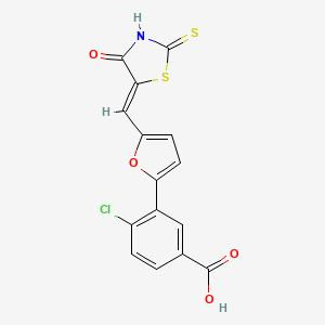 molecular formula C15H8ClNO4S2 B3508202 4-chloro-3-{5-[(4-oxo-2-thioxo-1,3-thiazolidin-5-ylidene)methyl]-2-furyl}benzoic acid 