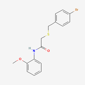 molecular formula C16H16BrNO2S B3508211 2-[(4-bromobenzyl)thio]-N-(2-methoxyphenyl)acetamide 