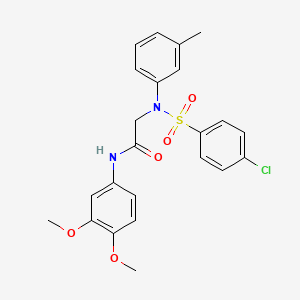 molecular formula C23H23ClN2O5S B3508225 N~2~-[(4-chlorophenyl)sulfonyl]-N~1~-(3,4-dimethoxyphenyl)-N~2~-(3-methylphenyl)glycinamide 
