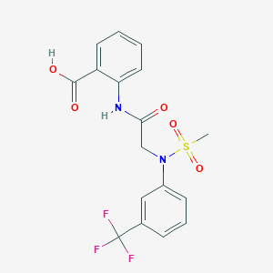 molecular formula C17H15F3N2O5S B3508236 2-({N-(methylsulfonyl)-N-[3-(trifluoromethyl)phenyl]glycyl}amino)benzoic acid 