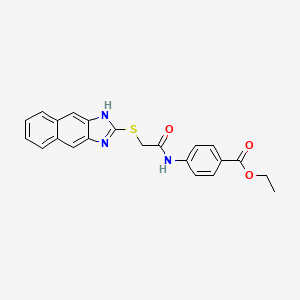 molecular formula C22H19N3O3S B3508240 ethyl 4-{[(1H-naphtho[2,3-d]imidazol-2-ylthio)acetyl]amino}benzoate 