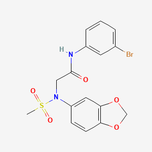 molecular formula C16H15BrN2O5S B3508262 N~2~-1,3-benzodioxol-5-yl-N~1~-(3-bromophenyl)-N~2~-(methylsulfonyl)glycinamide 