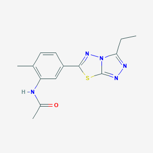 molecular formula C14H15N5OS B350832 N-[5-(3-ethyl[1,2,4]triazolo[3,4-b][1,3,4]thiadiazol-6-yl)-2-methylphenyl]acetamide CAS No. 847501-36-4