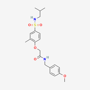 molecular formula C21H28N2O5S B3508333 2-{4-[(isobutylamino)sulfonyl]-2-methylphenoxy}-N-(4-methoxybenzyl)acetamide 