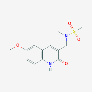 molecular formula C13H16N2O4S B3508368 N-[(2-hydroxy-6-methoxy-3-quinolinyl)methyl]-N-methylmethanesulfonamide 
