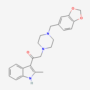 molecular formula C23H25N3O3 B3508397 2-[4-(1,3-benzodioxol-5-ylmethyl)-1-piperazinyl]-1-(2-methyl-1H-indol-3-yl)ethanone 