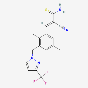 molecular formula C17H15F3N4S B3508423 2-cyano-3-(2,5-dimethyl-3-{[3-(trifluoromethyl)-1H-pyrazol-1-yl]methyl}phenyl)-2-propenethioamide 