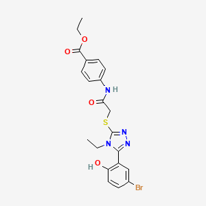 molecular formula C21H21BrN4O4S B3508447 ethyl 4-[({[5-(5-bromo-2-hydroxyphenyl)-4-ethyl-4H-1,2,4-triazol-3-yl]thio}acetyl)amino]benzoate 