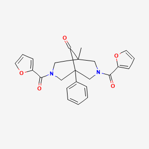 molecular formula C24H22N2O5 B3508480 3,7-di-2-furoyl-1-methyl-5-phenyl-3,7-diazabicyclo[3.3.1]nonan-9-one 