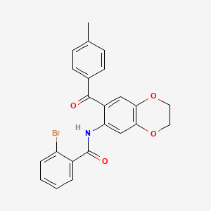 molecular formula C23H18BrNO4 B3508491 2-bromo-N-[7-(4-methylbenzoyl)-2,3-dihydro-1,4-benzodioxin-6-yl]benzamide 
