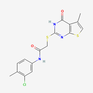 molecular formula C16H14ClN3O2S2 B3508513 N-(3-chloro-4-methylphenyl)-2-[(5-methyl-4-oxo-3,4-dihydrothieno[2,3-d]pyrimidin-2-yl)thio]acetamide 
