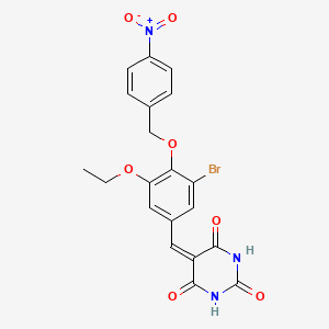 molecular formula C20H16BrN3O7 B3508527 5-{3-bromo-5-ethoxy-4-[(4-nitrobenzyl)oxy]benzylidene}-2,4,6(1H,3H,5H)-pyrimidinetrione 