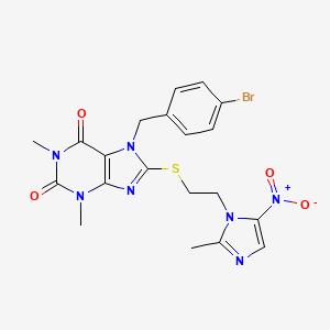 molecular formula C20H20BrN7O4S B3508540 7-(4-bromobenzyl)-1,3-dimethyl-8-{[2-(2-methyl-5-nitro-1H-imidazol-1-yl)ethyl]thio}-3,7-dihydro-1H-purine-2,6-dione 