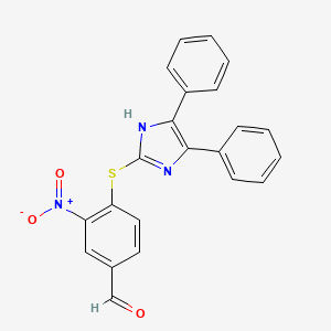 molecular formula C22H15N3O3S B3508548 4-[(4,5-diphenyl-1H-imidazol-2-yl)thio]-3-nitrobenzaldehyde 