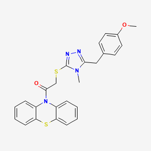 molecular formula C25H22N4O2S2 B3508556 10-({[5-(4-methoxybenzyl)-4-methyl-4H-1,2,4-triazol-3-yl]thio}acetyl)-10H-phenothiazine 
