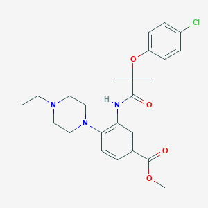 Methyl 3-{[2-(4-chlorophenoxy)-2-methylpropanoyl]amino}-4-(4-ethylpiperazin-1-yl)benzoate