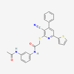 molecular formula C26H20N4O2S2 B3508569 N-[3-(acetylamino)phenyl]-2-{[3-cyano-4-phenyl-6-(2-thienyl)-2-pyridinyl]thio}acetamide 