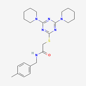 molecular formula C23H32N6OS B3508600 2-[(4,6-di-1-piperidinyl-1,3,5-triazin-2-yl)thio]-N-(4-methylbenzyl)acetamide 