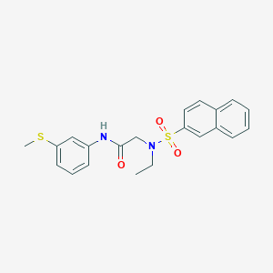 molecular formula C21H22N2O3S2 B3508607 N~2~-ethyl-N~1~-[3-(methylthio)phenyl]-N~2~-(2-naphthylsulfonyl)glycinamide 