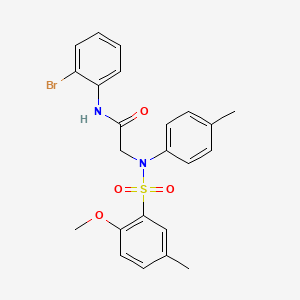 molecular formula C23H23BrN2O4S B3508621 N~1~-(2-bromophenyl)-N~2~-[(2-methoxy-5-methylphenyl)sulfonyl]-N~2~-(4-methylphenyl)glycinamide 