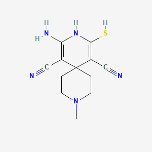molecular formula C12H15N5S B3508645 2-amino-4-mercapto-9-methyl-3,9-diazaspiro[5.5]undeca-1,4-diene-1,5-dicarbonitrile 