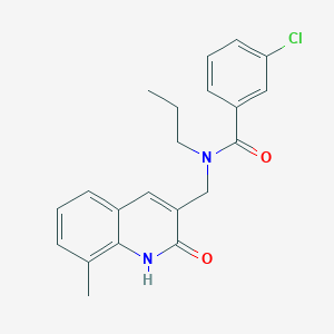 molecular formula C21H21ClN2O2 B3508709 3-chloro-N-[(2-hydroxy-8-methyl-3-quinolinyl)methyl]-N-propylbenzamide 