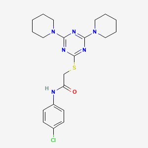 molecular formula C21H27ClN6OS B3508716 N-(4-chlorophenyl)-2-[(4,6-di-1-piperidinyl-1,3,5-triazin-2-yl)thio]acetamide 