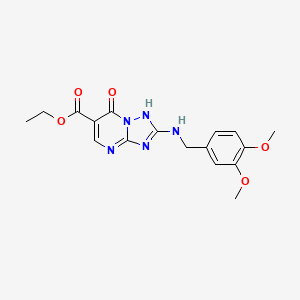 molecular formula C17H19N5O5 B3508725 ethyl 2-[(3,4-dimethoxybenzyl)amino]-7-oxo-4,7-dihydro[1,2,4]triazolo[1,5-a]pyrimidine-6-carboxylate 
