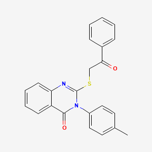 molecular formula C23H18N2O2S B3508730 3-(4-methylphenyl)-2-[(2-oxo-2-phenylethyl)thio]-4(3H)-quinazolinone 