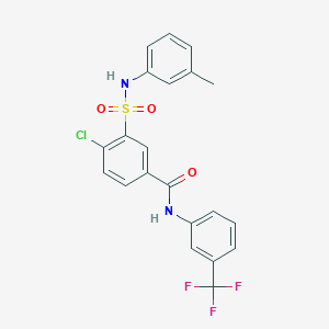 molecular formula C21H16ClF3N2O3S B3508749 4-chloro-3-{[(3-methylphenyl)amino]sulfonyl}-N-[3-(trifluoromethyl)phenyl]benzamide 