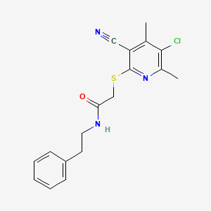 2-[(5-chloro-3-cyano-4,6-dimethylpyridin-2-yl)thio]-N-(2-phenylethyl)acetamide