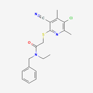 N-benzyl-2-[(5-chloro-3-cyano-4,6-dimethylpyridin-2-yl)thio]-N-ethylacetamide
