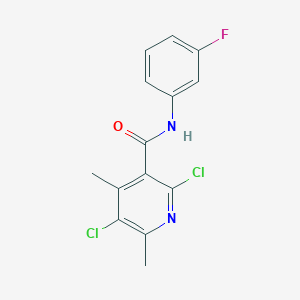 molecular formula C14H11Cl2FN2O B3508807 2,5-dichloro-N-(3-fluorophenyl)-4,6-dimethylnicotinamide 