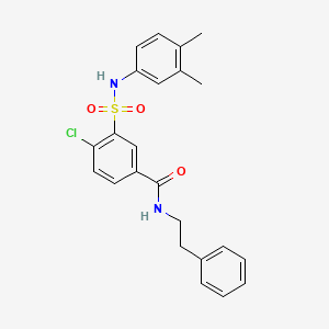 molecular formula C23H23ClN2O3S B3508808 4-chloro-3-{[(3,4-dimethylphenyl)amino]sulfonyl}-N-(2-phenylethyl)benzamide 