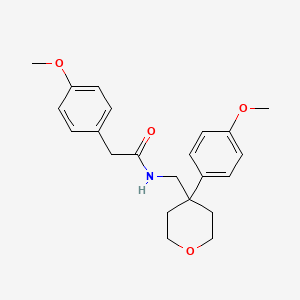 molecular formula C22H27NO4 B3508816 2-(4-methoxyphenyl)-N-{[4-(4-methoxyphenyl)tetrahydro-2H-pyran-4-yl]methyl}acetamide 