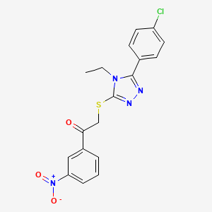 molecular formula C18H15ClN4O3S B3508832 2-{[5-(4-chlorophenyl)-4-ethyl-4H-1,2,4-triazol-3-yl]thio}-1-(3-nitrophenyl)ethanone 