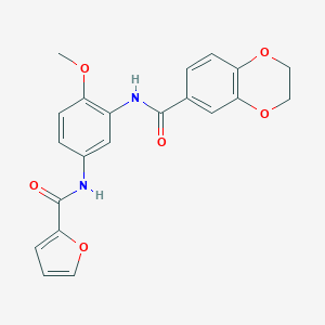 molecular formula C21H18N2O6 B350884 N-[5-(2-furoylamino)-2-methoxyphenyl]-2,3-dihydro-1,4-benzodioxine-6-carboxamide CAS No. 878707-02-9